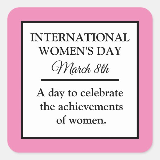 3月8日は女子国際的デイピンク スクエアシール (正面)