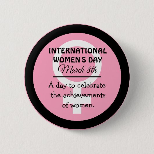 3月8日は女子国際的デイピンク 缶バッジ (正面)