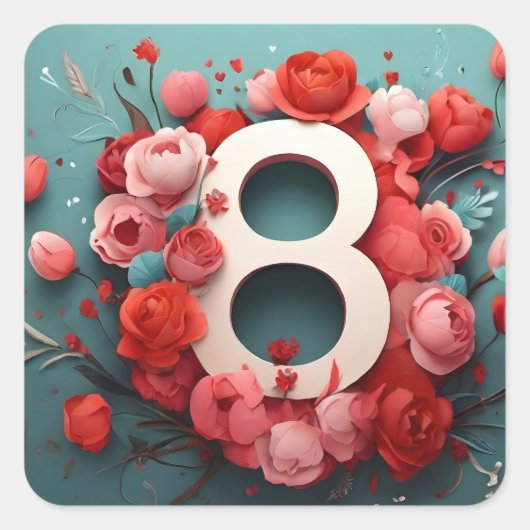 3月8日デザイン スクエアシール (正面)