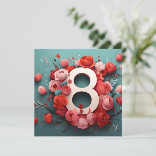 3月8日デザイン 招待状 (スタンド正面)