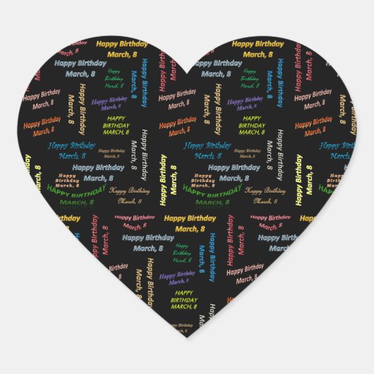 3月8日誕生日シール ハートシール (正面)