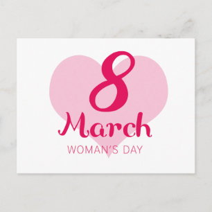 3月8日:ピンク・ハートの女性の日 ポストカード