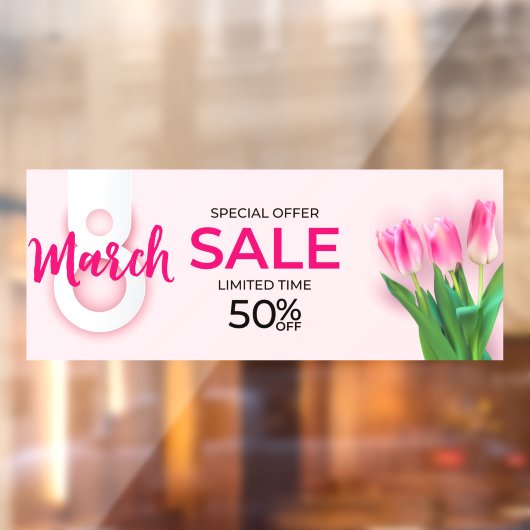 3月8日 女性の日 販売 ピンクのバラ ビジネス ウィンドウサイン (シート2)