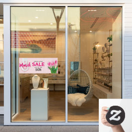 3月8日 女性の日 販売 ピンクのバラ ビジネス ウィンドウサイン