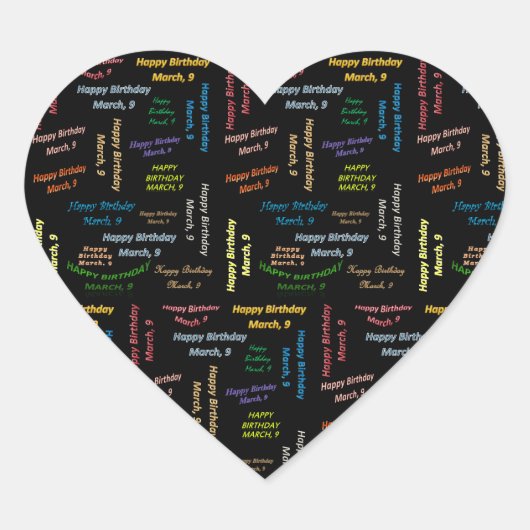3月9日誕生日シール ハートシール (正面)