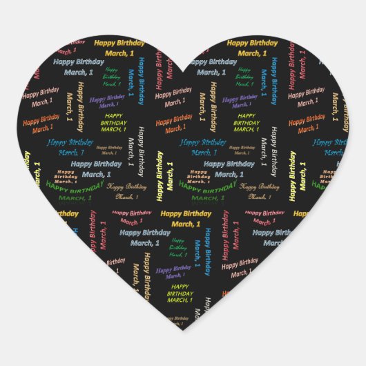 3月， 1誕生日ステッカー ハートシール (正面)
