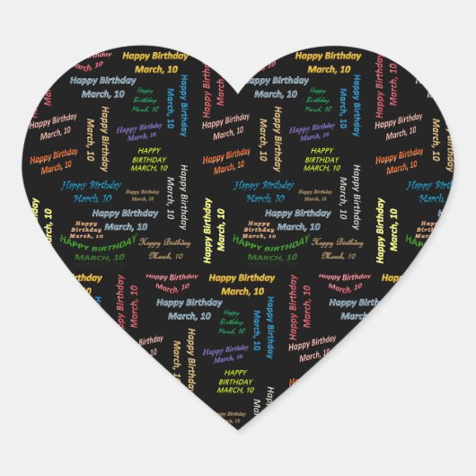 3月, 10誕生日ステッカー ハートシール (正面)