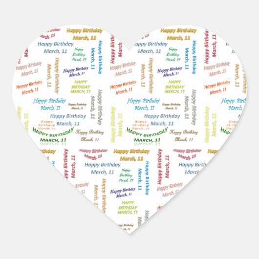 3月， 11誕生日シール ハートシール (正面)