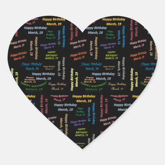 3月, 19誕生日ステッカー ハートシール (正面)