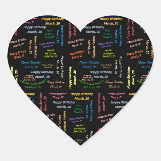 3月, 20誕生日ステッカー ハートシール (正面)