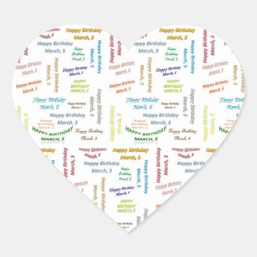 3月、5誕生日ステッカー ハートシール (正面)