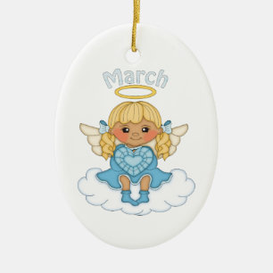 3月Birthstoneの天使のブロンドの女性 セラミックオーナメント