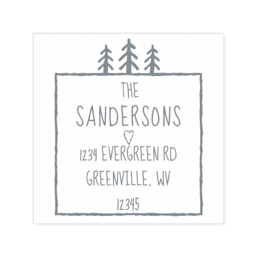 3木ウッドラ素朴ンド落ち着き森差出人住所 セルフインキングスタンプ (デザイン)