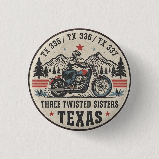 3本のねじれた姉妹、tx 335、tx 336、tx 337道路 缶バッジ (正面)