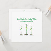 3本の渦巻き状の幸運な竹を引っ越したアナウンス カード (正面/裏面インサイチュ)