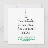 3本の渦巻き状の幸運な竹を引っ越したアナウンス カード (裏面)