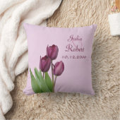 3本の紫色のチューリップ記念日 クッション (ブランケット)