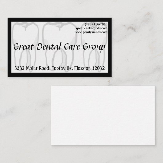 3本の賢い歯の白い歯科医の名刺 名刺 (正面/裏面)