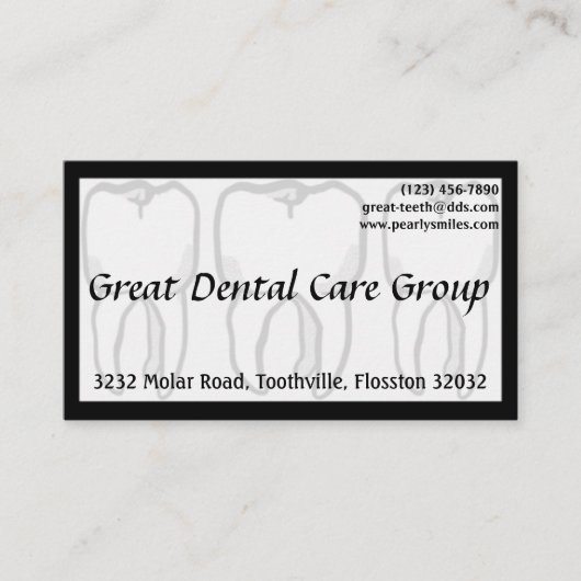 3本の賢い歯の白い歯科医の名刺 名刺 (正面)