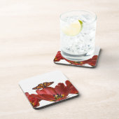 3本の赤いチューリップそしてマダラチョウに対する コースター (右側)