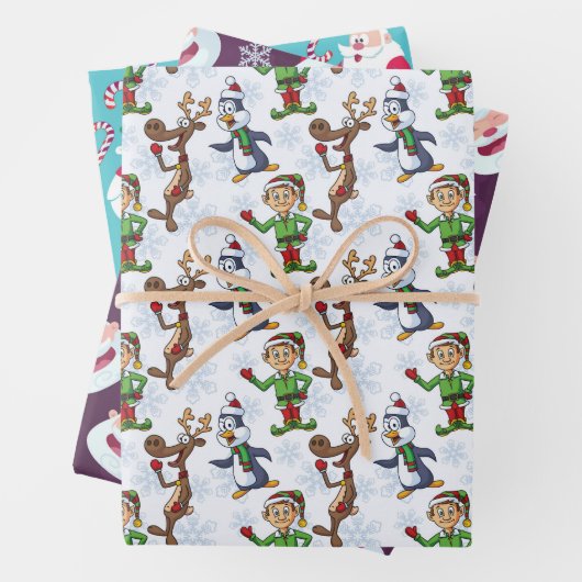 3枚おもしろいのクリスマステーマ包装紙 ラッピングペーパーシート (インサイチュ)