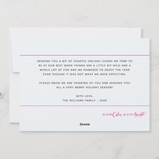 3枚おもしろいの写真すべてが穏やかな明るいレタリングではない シーズンカード (裏面)