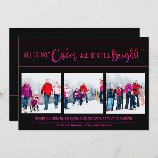 3枚おもしろいの写真はすべて穏やかなピンクの黒ではない シーズンカード (正面/裏面)