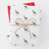 3枚のおもしろいオーストラリアのルドルフクリスマス ラッピングペーパーシート (インサイチュ)