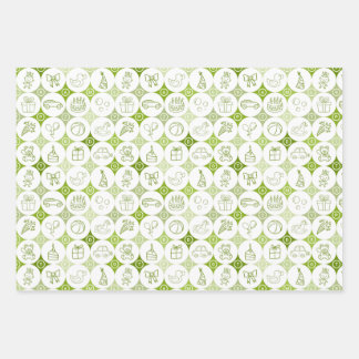 3枚のおもちゃ紙の包装スケッチ ラッピングペーパーシート