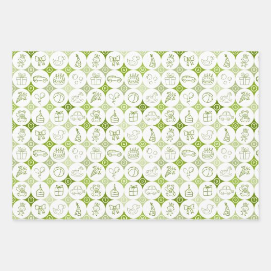 3枚のおもちゃ紙の包装スケッチ ラッピングペーパーシート (正面3)