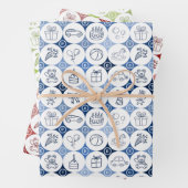 3枚のおもちゃ紙の包装スケッチ ラッピングペーパーシート (インサイチュ)