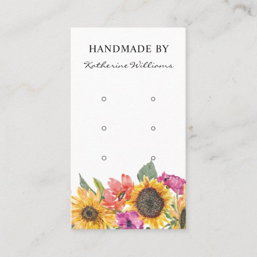 3枚のイヤリングディスプレイカード |ひまわりフローラ 名刺 (正面)