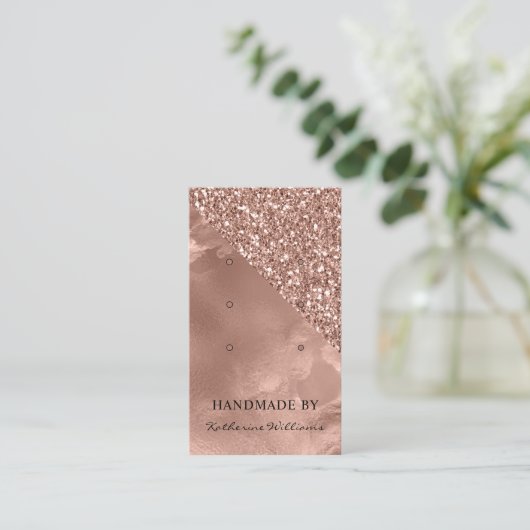 3枚のイヤリングディスプレイカード |バラ金ゴールドとグリッター 名刺 (スタンド正面)