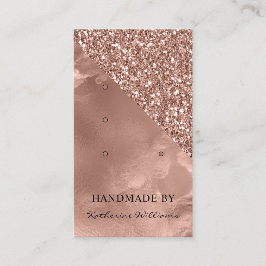 3枚のイヤリングディスプレイカード |バラ金ゴールドとグリッター 名刺 (正面)