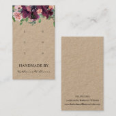 3枚のイヤリングディスプレイカード |ブルゴーニュの水彩 名刺 (正面/裏面)