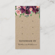 3枚のイヤリングディスプレイカード |ブルゴーニュの水彩