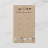 3枚のイヤリングディスプレイカード |ワイルドフラワーフローラ 名刺 (正面)