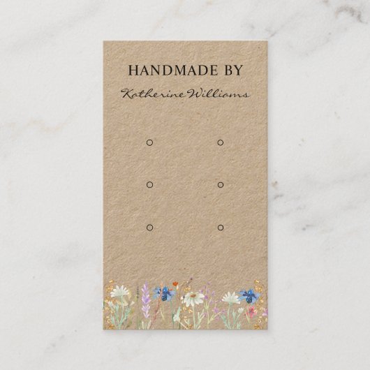 3枚のイヤリングディスプレイカード |ワイルドフラワーフローラ 名刺 (正面)