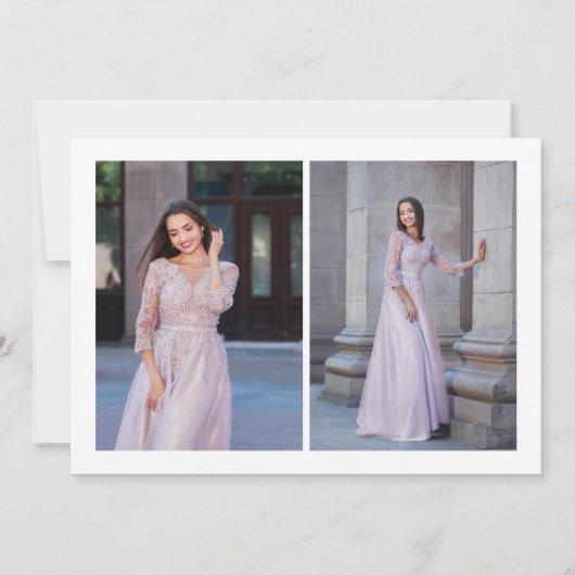 3枚のエレガント写真キンセアニェラありがとう 招待状 (裏面)