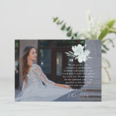 3枚のエレガント写真キンセアニェラフローラありがとう 招待状 (スタンド正面)