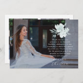 3枚のエレガント写真キンセアニェラフローラありがとう 招待状 (正面/裏面)