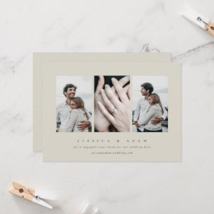 3枚のエレガント写真ミニマル婚約の発表