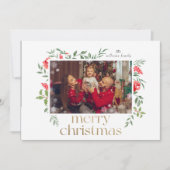 3枚のカスタム金ゴールドメリークリスマスフレーム 招待状 (正面)