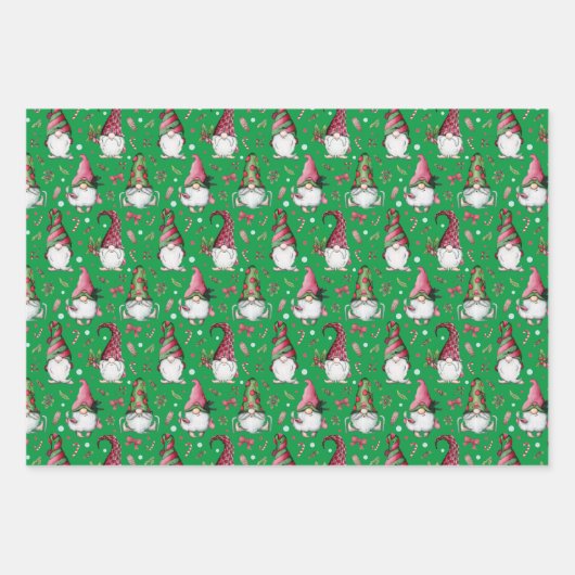 3枚のクリスマスラッピング紙 ラッピングペーパーシート (正面)