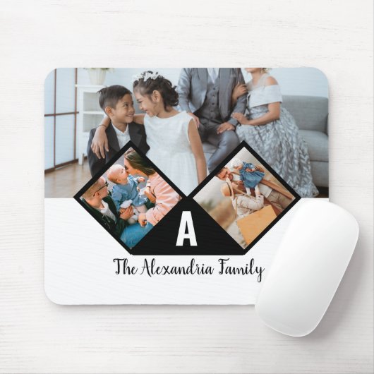 3枚のパーソナライズされたコラージュ家族モノグラム マウスパッド (マウス)