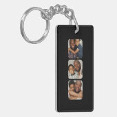 3枚のパーソナライズされた写真と文字 キーホルダー (正面左)