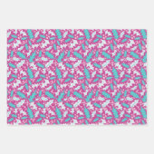 3枚のピンクラップ紙セット ラッピングペーパーシート (正面3)