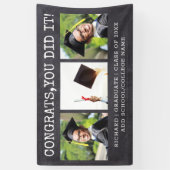 3枚のフォトおめでとう2022年卒業チャルクボード 横断幕 (縦)