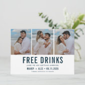 3枚のフォトおもしろいビーチ結婚式日付の保存 セーブザデート (スタンド正面)