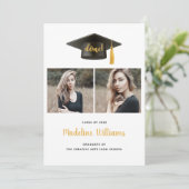 3枚のフォトグラードキャップ卒業発表カード 案内状 (スタンド正面)